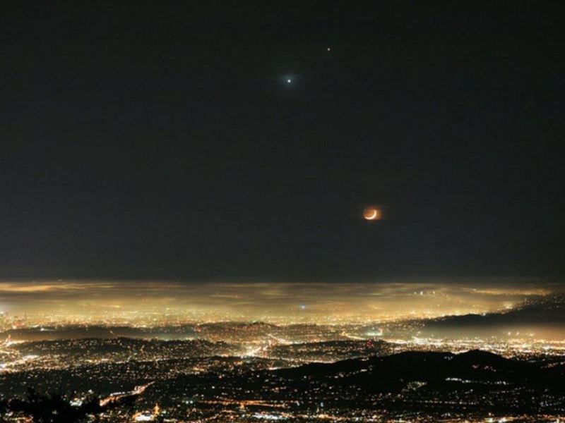 Imágenes y videos de la conjunción de la Luna, Júpiter y Venus: será visible hasta el 2 de marzo